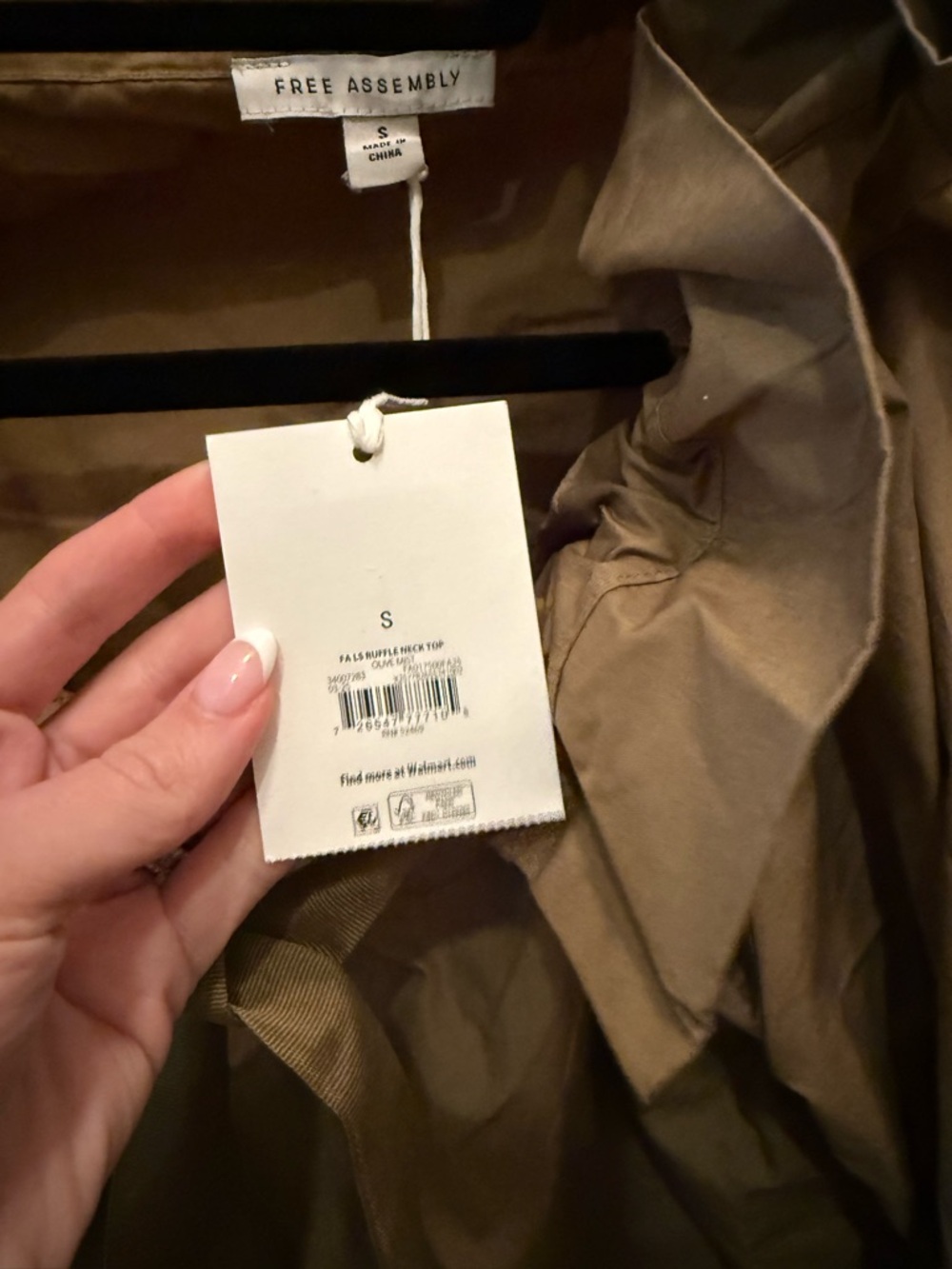 Women's Olive Ruffle Blouse - Picture 5 of 7